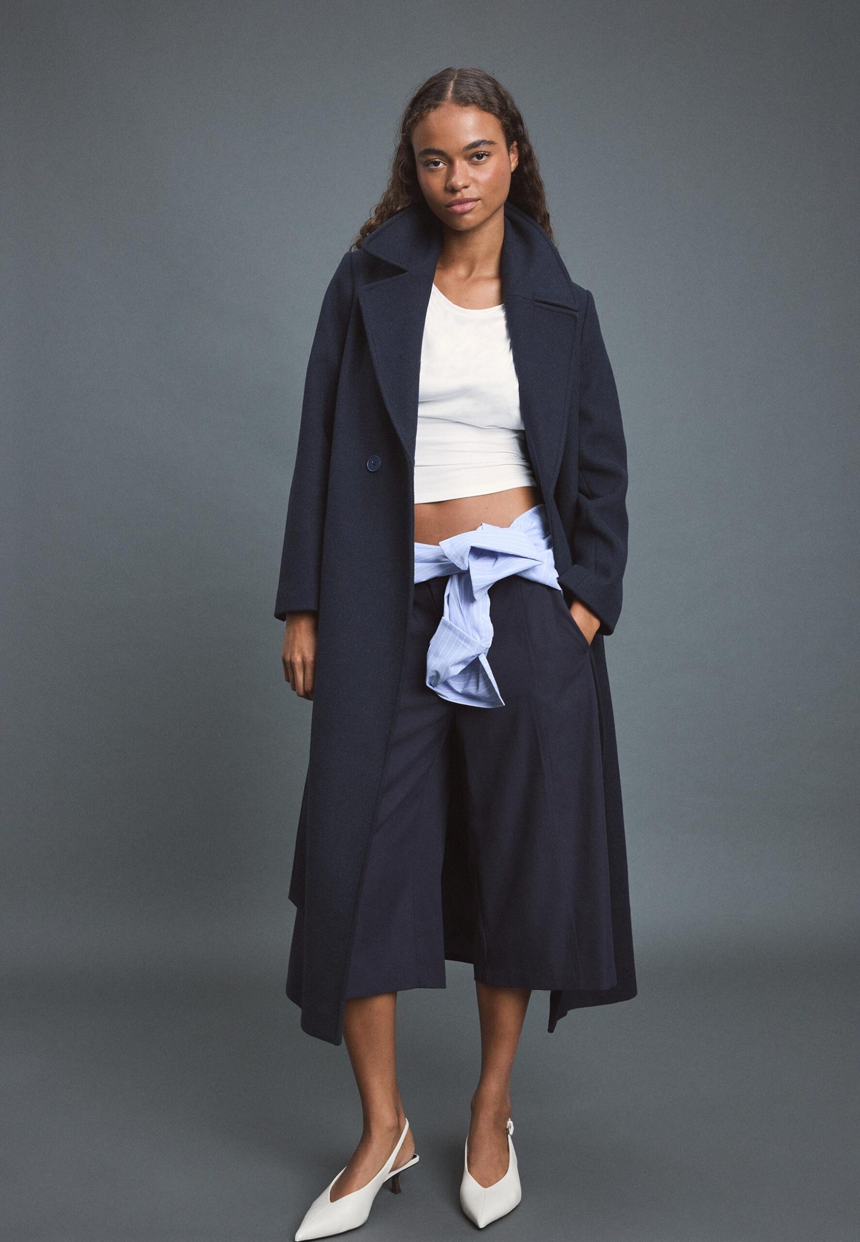 abrigo-azul-marino-mujer-149bbg-1.jpg Abrigo Marino para Mujer | Stradivarius España - Imagen 1