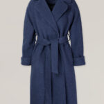 Abrigo De Lana Color Azul Oscuro Con Cinturón Para Mujer 15734 Willsoor.es