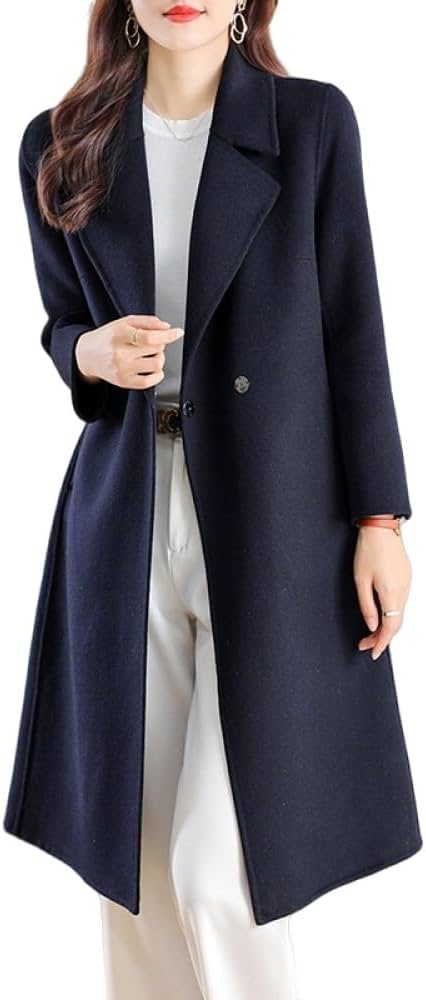 abrigo-azul-marino-mujer-381bbz-1.jpg Abrigos De Lana Con Cinturón Largo Para Mujer Chaqueta De Transición Cálida De Invierno,Cárdigan A Presión Con Solapa Con Muesca Sólida Azul Marino Abrigo Abrigo Clásico Informal Con Bolsillo : Amazon.es: Moda - Imagen 1