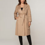 Abrigo para mujer color beige con cinta 14169 Willsoor.es