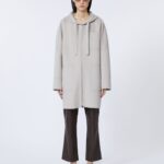 Abrigo de tejido doble de lana con capucha, beige | Max Mara