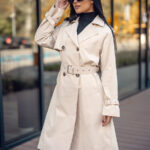Gabardina larga abrigo para mujer beige Bolf 11Z8190