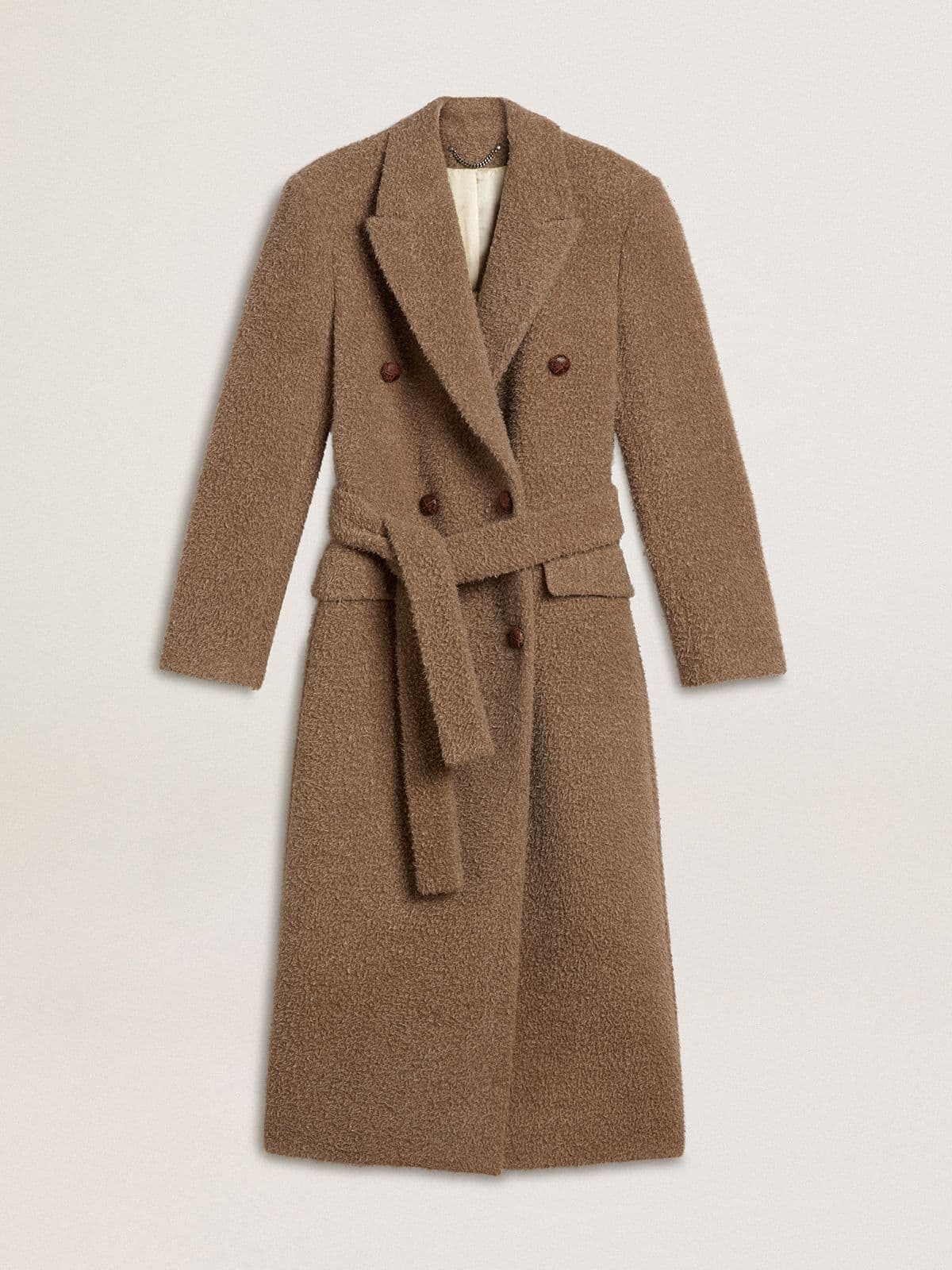 abrigo-beige-mujer-629rgn-1.jpg Abrigo de cierre cruzado de mujer en mezcla de lana beige - Imagen 1