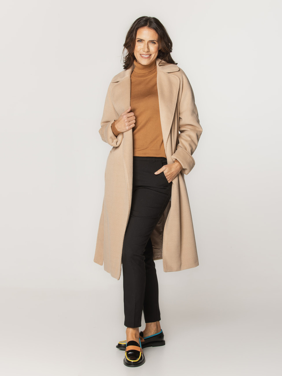 abrigo-beige-mujer-745iyi-1.jpg Abrigo de invierno color beige con motivo de espiga para mujer 15977 - Imagen 1
