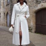 Abrigo de lana blanco de un solo pecho, abrigo largo de lana, abrigo de lana de invierno para mujer, abrigo cálido de invierno, abrigo de lana retro, abrigo personalizado, Xiaolizi 4087#