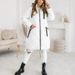 Chaqueta larga acolchada abrigo de invierno con capucha para mujer blanco Bolf 5M3168