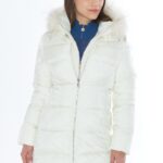 ABRIGO ACOLCHADO BLANCO CAPUCHA PELO