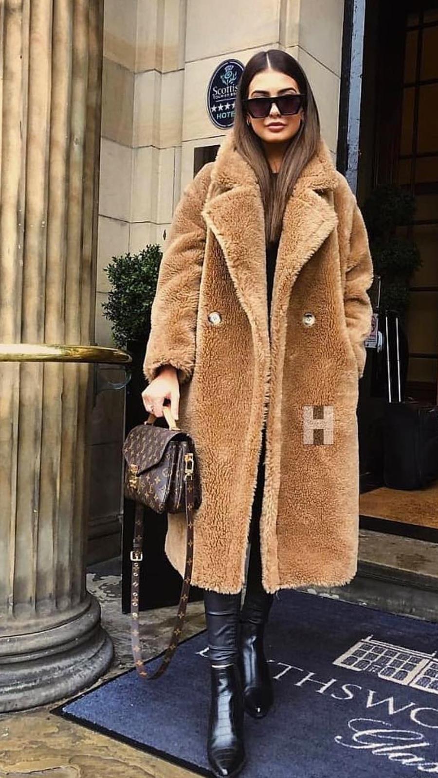 abrigo-borreguito-mujer-151fxj-1.jpg Abrigo Borrego Largo Para Mujer – Chaqueta Teddy De Pelo Sintético, Con Cordón En Cintura, Disponible En Tallas S A 5XL (busto Hasta 139 Cm) - Imagen 1
