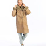 Abrigo de piel doble faz con capucha convertible mujer