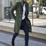 Gabardina de estilo inglés para hombre, otoño Chaqueta larga de , abrigo informal liso de una sola botonadura, prendas de vestir ajustadas de gran ...