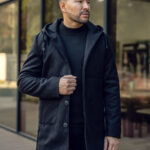 Abrigo de invierno con capucha para hombre negro Bolf 79B3A 197