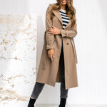 Gabardina trench abrigo largo para mujer capuchino Bolf 4494