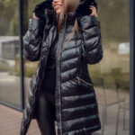 Abrigo Acolchado Abrigo Forrado Mujer Chaqueta Larga Acolchada Abrigo De Invierno Con Capucha Para Mujer Negro Bolf 5M3162