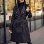 Gabardina larga abrigo para mujer negro Bolf 11Z8193