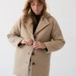 Abrigo beige para mujer de lana merino Hecho en España Fieito