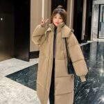 Mujer invierno con capucha gran bolsillo brillante largo cálido abrigo señora Puffer chaqueta algodón acolchado relleno abrigo Compra barata en Joom