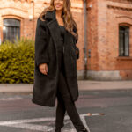 Abrigo forrado largo de invierno para mujer negro Bolf AN105