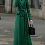Abrigo de lana verde esmeralda, abrigo largo de lana, abrigo cruzado de lana, abrigo de invierno para mujer, gabardina con cinturón, abrigo de lana de corte A, Ylistyle C4952 Etsy España
