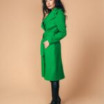 Abrigo de lana verde esmeralda: abrigo de otoño con cuello ancho Etsy España
