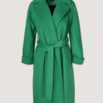 Abrigo verde para mujer con cinturón 17775