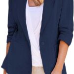 Blazer de lino y algodón para mujer, de manga larga, Blazer informal y cómodo, Chaqueta sólida, Chaqueta de traje con bolsillos, Sombrero para primavera y otoño, Chaqueta de transición: Amazon.es: Moda