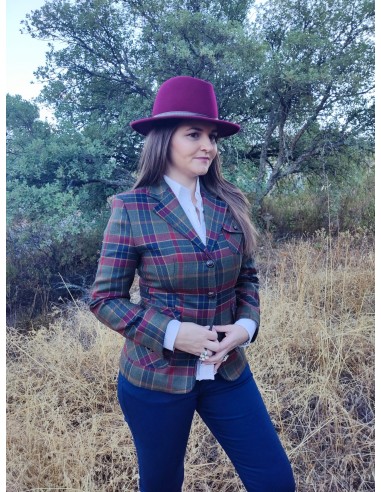 americanas-mujer-824bub-1.jpg Americana tweed a cuadros burdeos, marino, verde kaki 🦌 | - Imagen 1