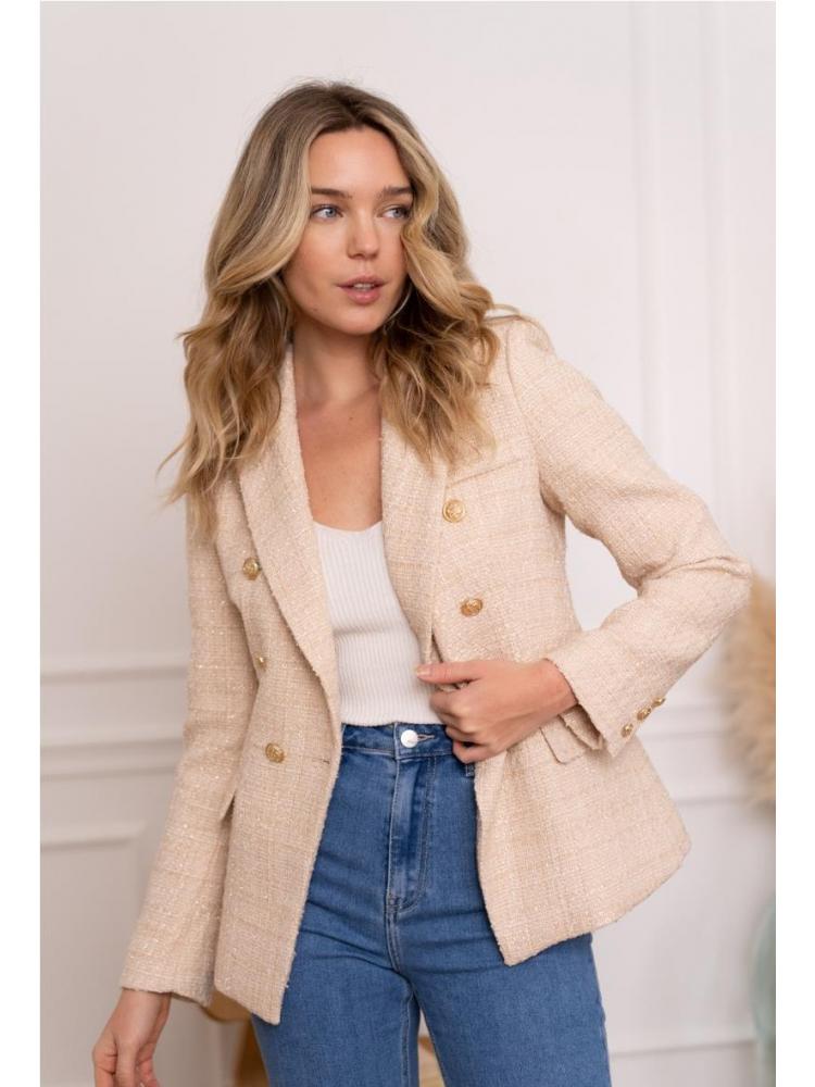 americanas-mujer-931ahn-1.jpg CHAQUETA AMERICANA MARINA BEIGE - Imagen 1