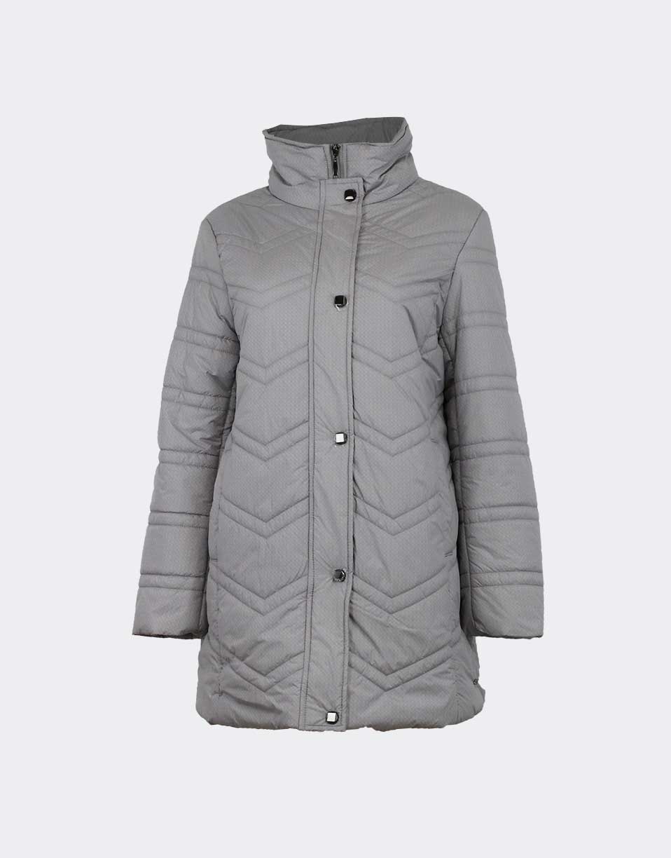 anorak-mujer-011vrp-1.jpg Anorak para mujer gris claro con cremallera y tapeta con botones, decorado con perspunte Casa Indalesi - Imagen 1