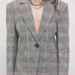 Blazer estructurado de cuadros en mezcla de viscosa | Estampado | Patrizia Pepe