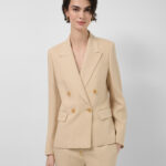 Blazer un botón mezcla lino beige Mujer | Roberto Verino