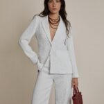 Blazer de mujer con textura y botonadura simple Trucco Blanco 36/S