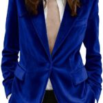 Blazer de Terciopelo para Mujer, Chaqueta Ajustada Con Un Botón, Cálida para Invierno, Boda, Graduación, Azul Real, XS: Amazon.es: Moda