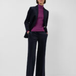 Blazer un botón terciopelo azul marino Mujer | Roberto Verino
