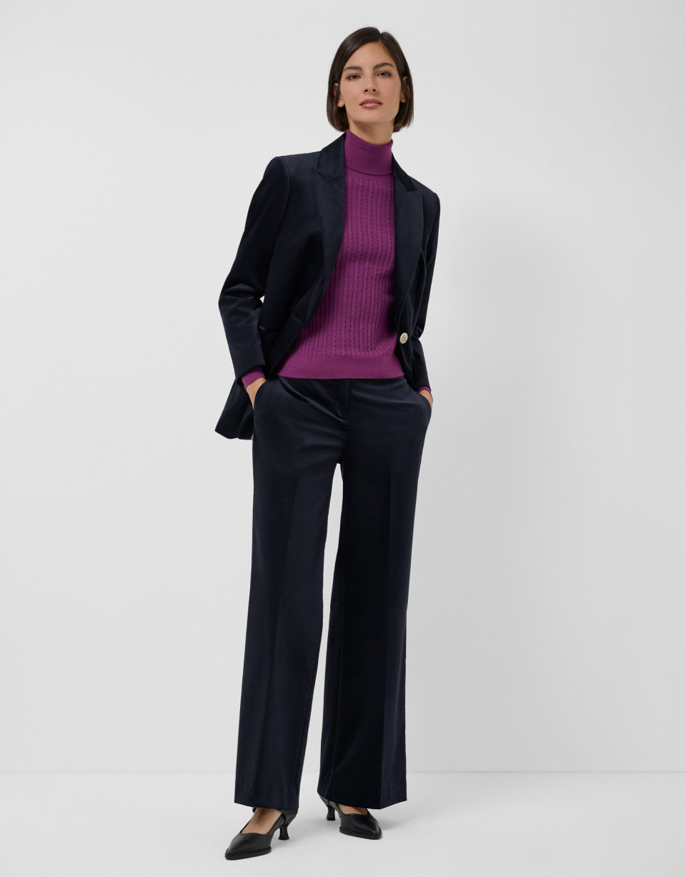 blazer-terciopelo-mujer-339gue-1.jpg Blazer un botón terciopelo azul marino Mujer | Roberto Verino - Imagen 1