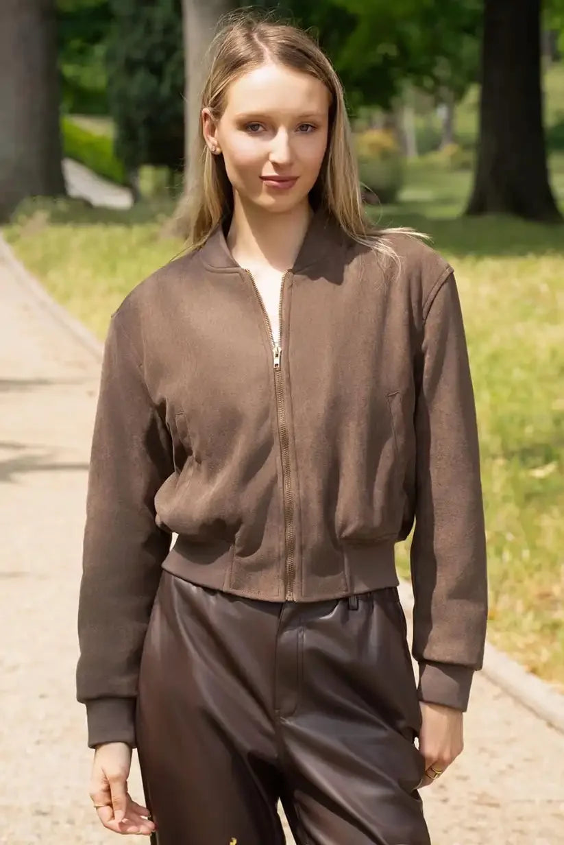 bomber-mujer-013gha-1.jpg Chaqueta bomber mujer marrón 💃 estilo y confort otoño – CHICA del Sur - Imagen 1