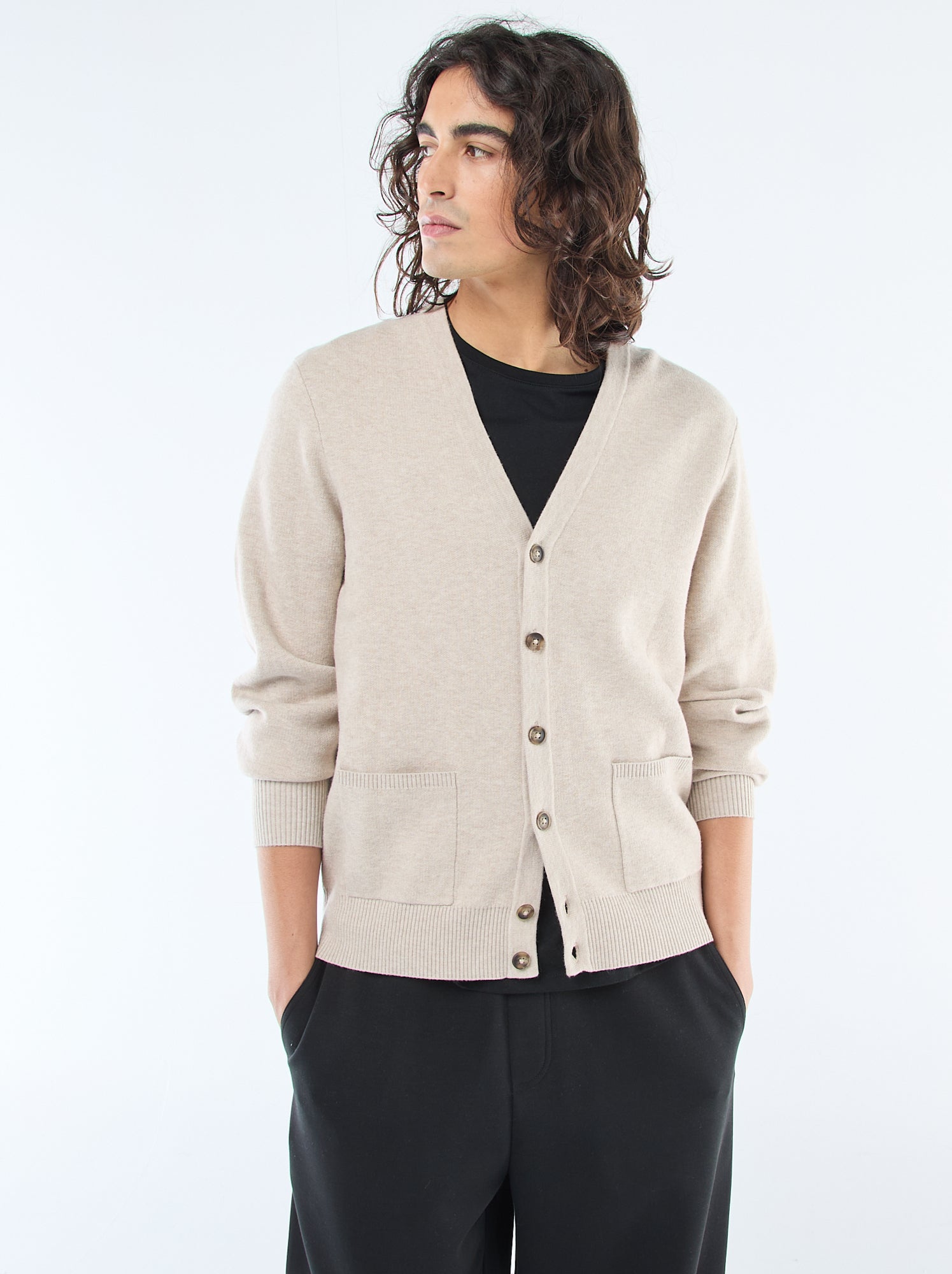cardigan-hombre-439nqb-1.jpg Cárdigan liso Beige - Imagen 1