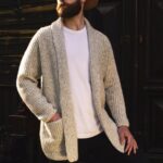 Cárdigan de lana merino suave para hombre, suéter de lana tejido a mano, cárdigan abierto para hombre en color gris jaspeado claro / BENJAMIN Etsy España