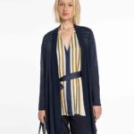 Cárdigan largo de mujer de punto sin abrochar. Naulover Azul marino 38