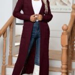 Suéter Largo Sueter Elegante Mujer Cardigán Elegante Larga Estatura Mujer Bolsillos Retorcidos Temu Spain