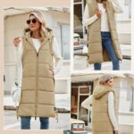Tuopuda Chaleco Acolchado Mujer Invierno Chaleco de Plumas Chaquetas Largo sin Mangas Chaleco con Bolsillos Abrigos con Capucha(Caqui,S): Amazon.es: Moda