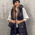 Chaleco acolchado largo para mujer negro Bolf 82019