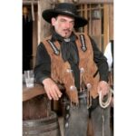 Comprar Chaleco vaquero unisex piel girada marrón claro con flecos
