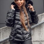 Chaqueta acolchada de invierno con capucha para mujer negro Bolf 5M3138