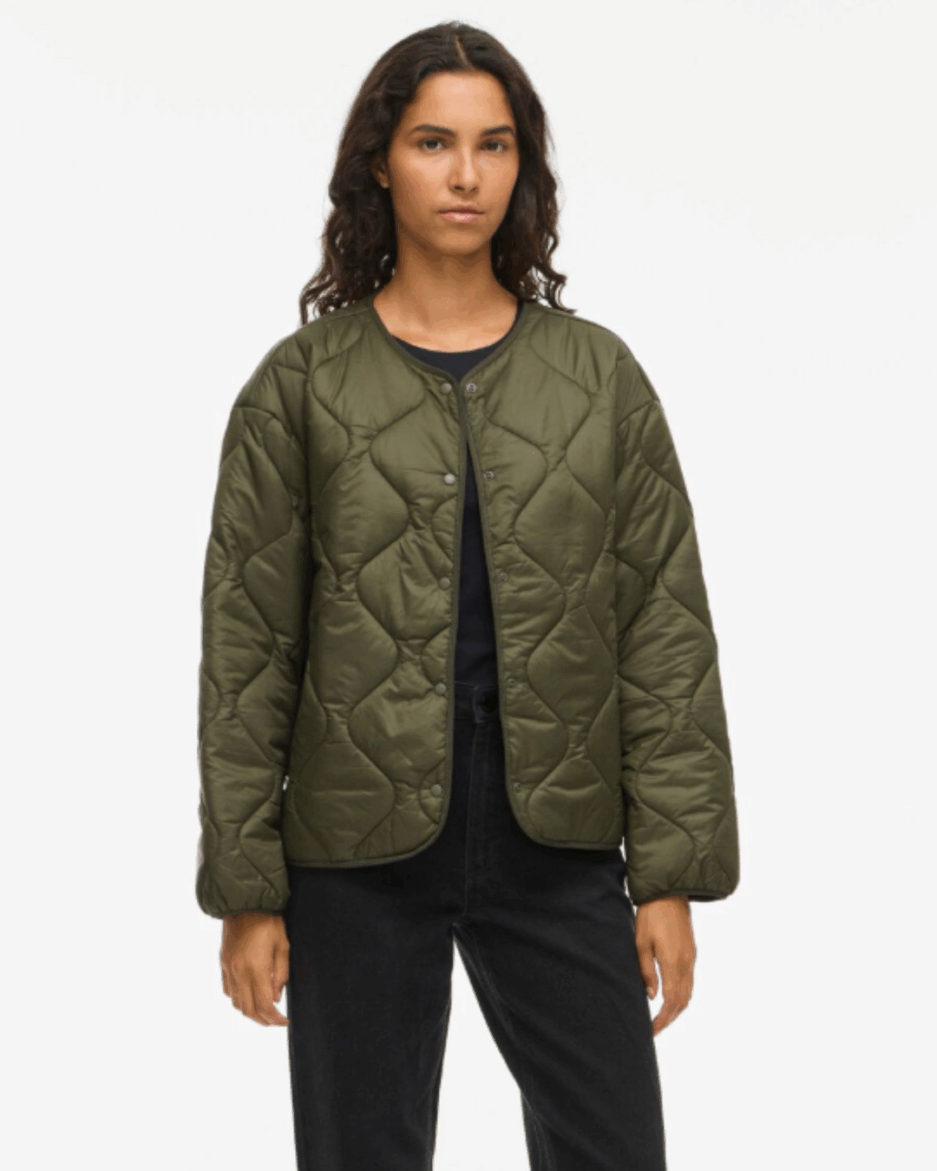 chaqueta-acolchada-mujer-582zes.png Chaqueta acolchada verde caqui VILA - Imagen 1