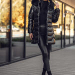 Chaqueta acolchada de invierno larga con capucha para mujer negro Bolf 16M9122A