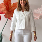 Chaqueta blanca cruzada chic bonita
