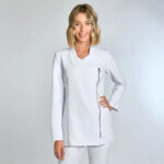 Chaqueta mujer de microfibra blanca con cremallera dorada Dyneke