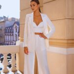 Chaqueta Conjuntos Blancos Mujer Saco Traje Chaqueta Mujer Xxl Pantalones Outfit Saco Blanco Mujer