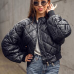 Chaqueta bomber acolchada para mujer negro Bolf J9089