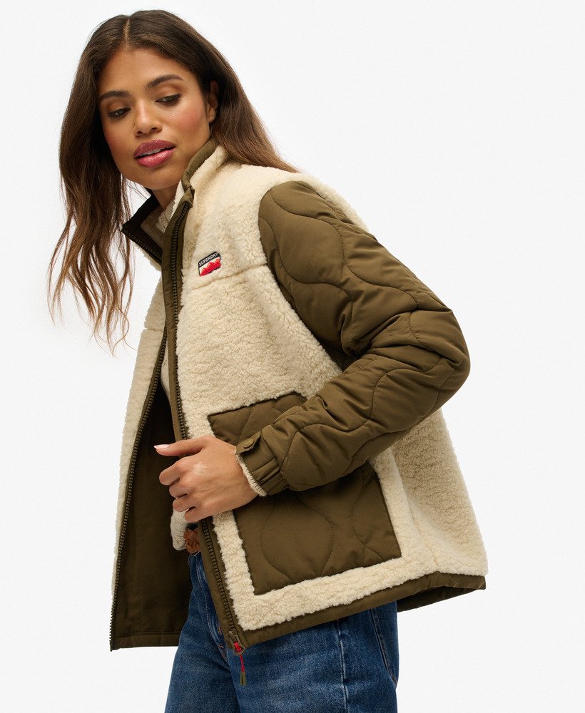 chaqueta-borreguito-mujer-602zfn-1.jpg Mujer Chaqueta Híbrida de Borreguito en beige avena | Superdry ES - Imagen 1